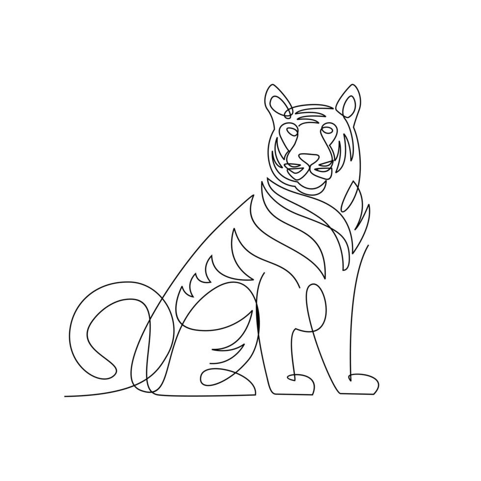 Tiger Continuous one line drawing vector design