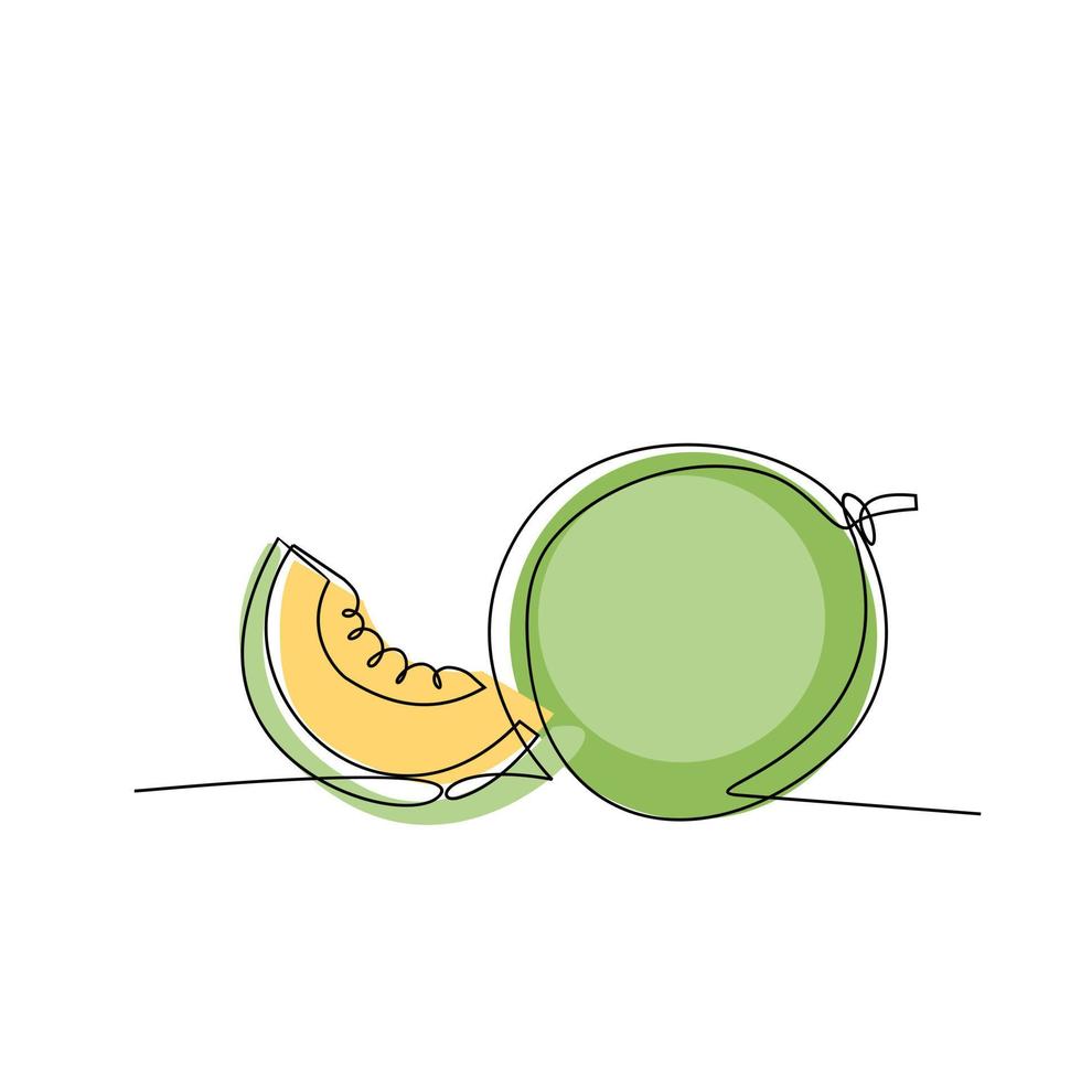logotipo de melón colorido de una sola línea continua vector