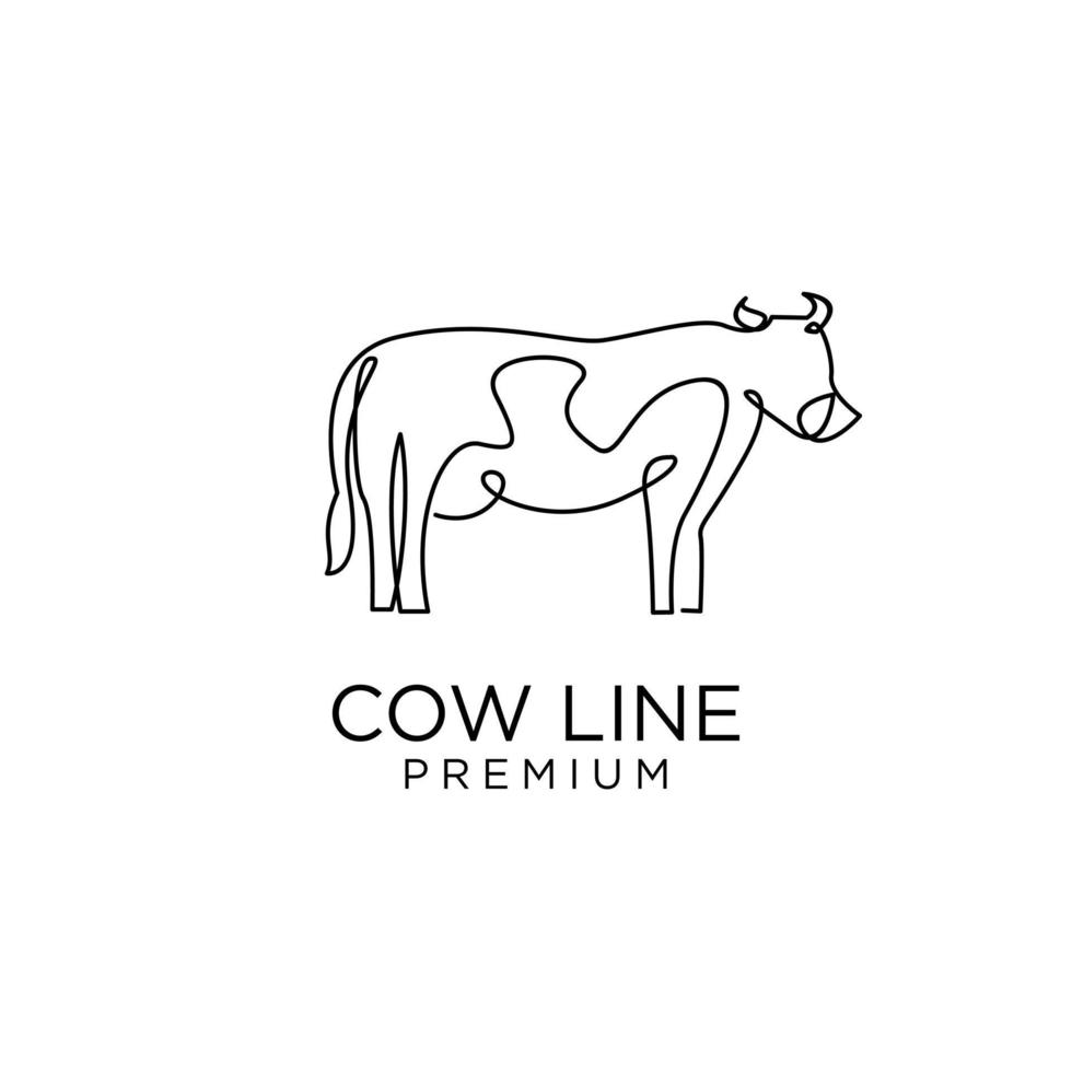 diseño de icono de logotipo de dibujo único mono de línea de granja de vacas vector