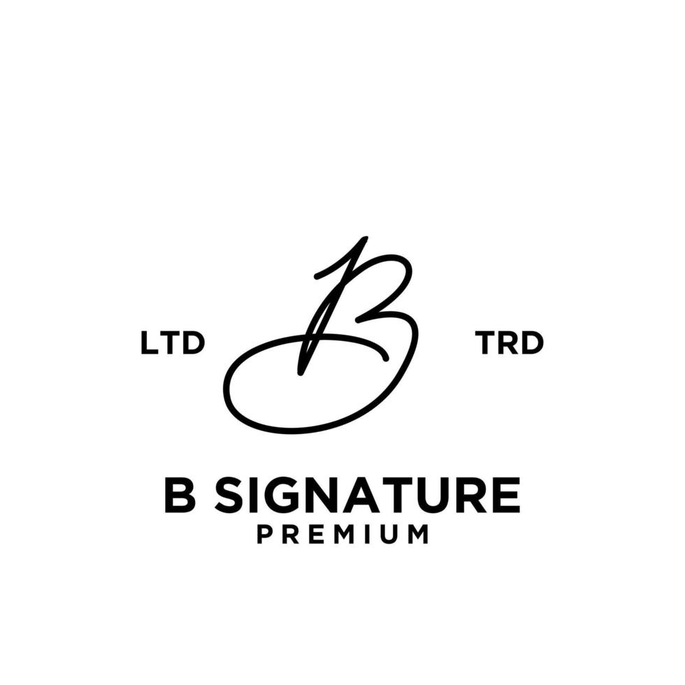 Signature letter B hand write logo design vector