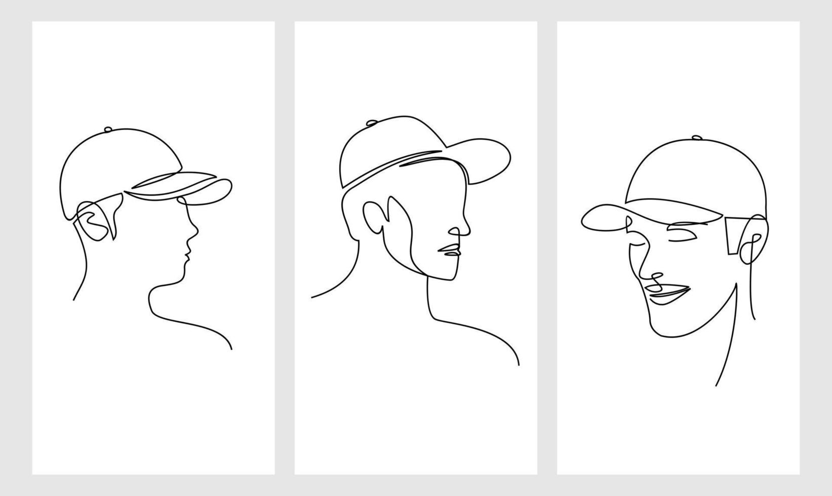 set man hat cap one line drawing vector design