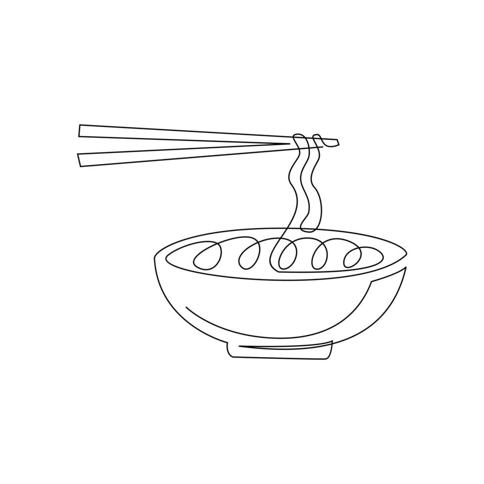 One continuous line noodle vector design