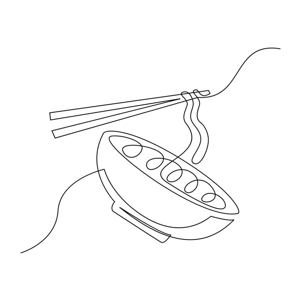 One continuous line noodle vector design