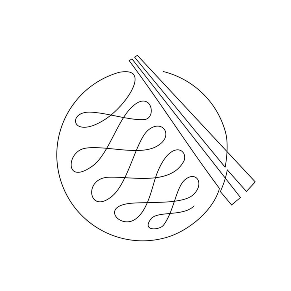 One continuous line noodle vector design