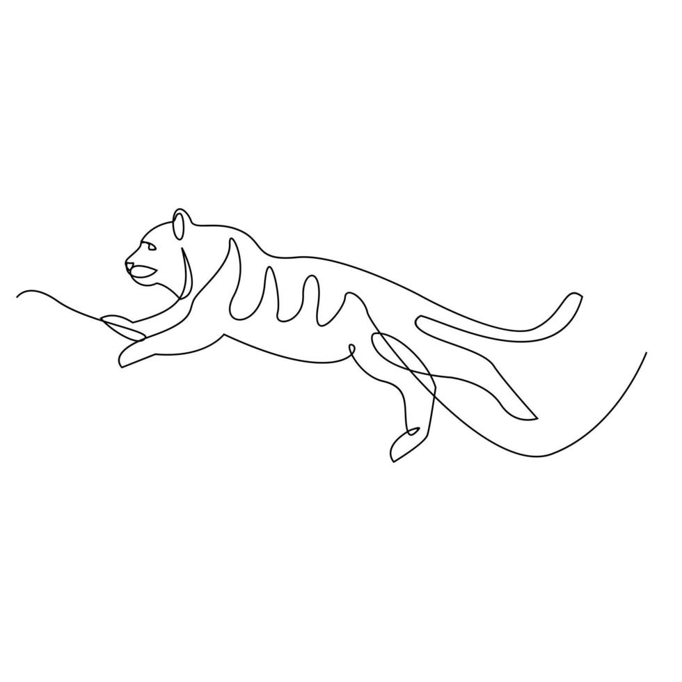 diseño de vector de dibujo de una línea continua de tigre