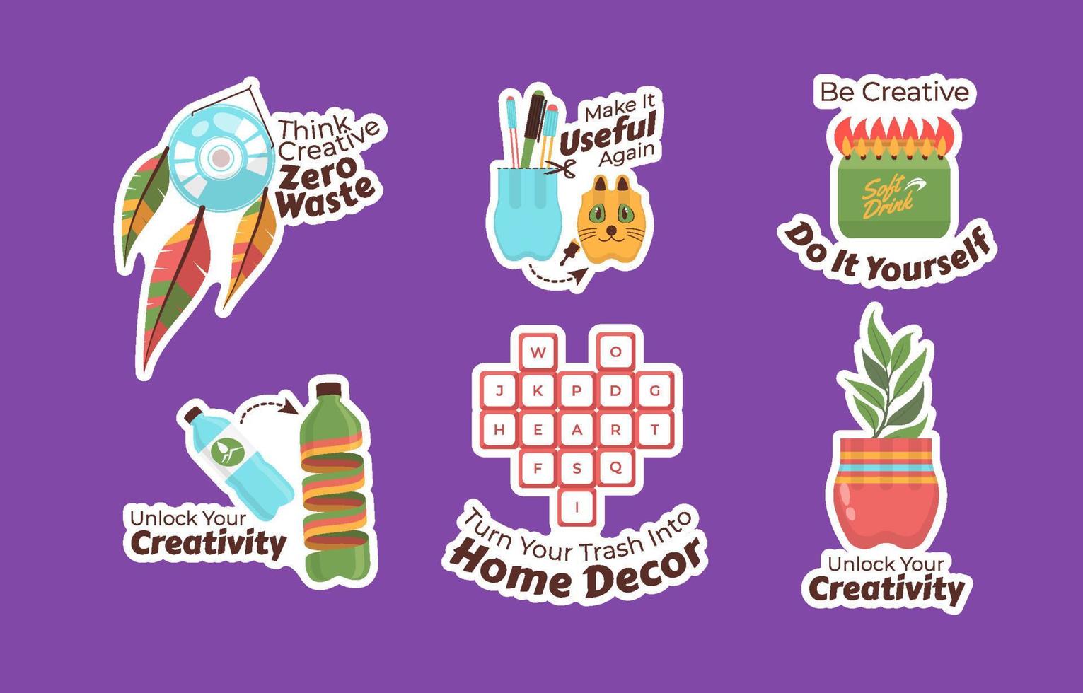 Homemade Recycle Stuff Sticker Collection vector