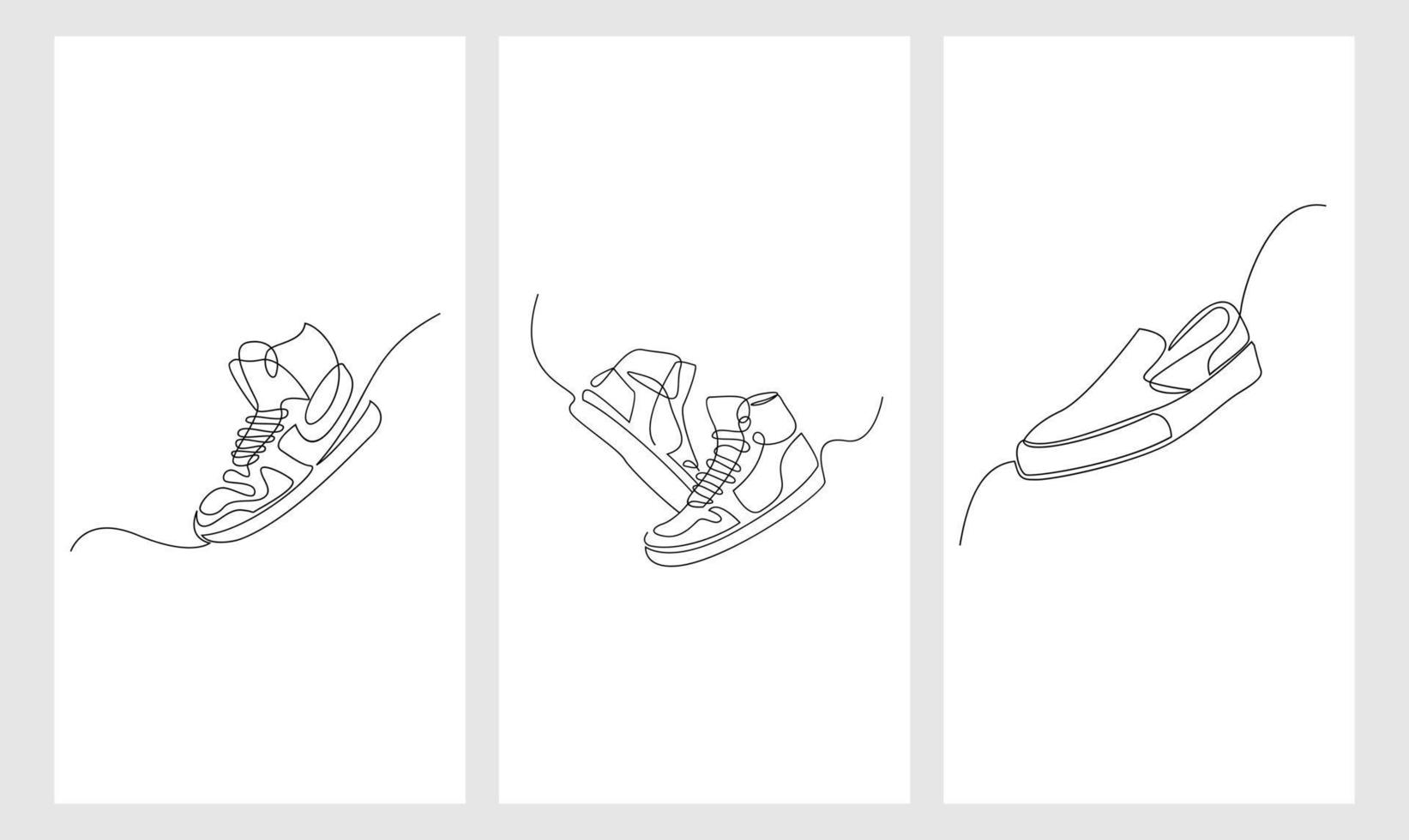 set vector continuous line drawing sneakers