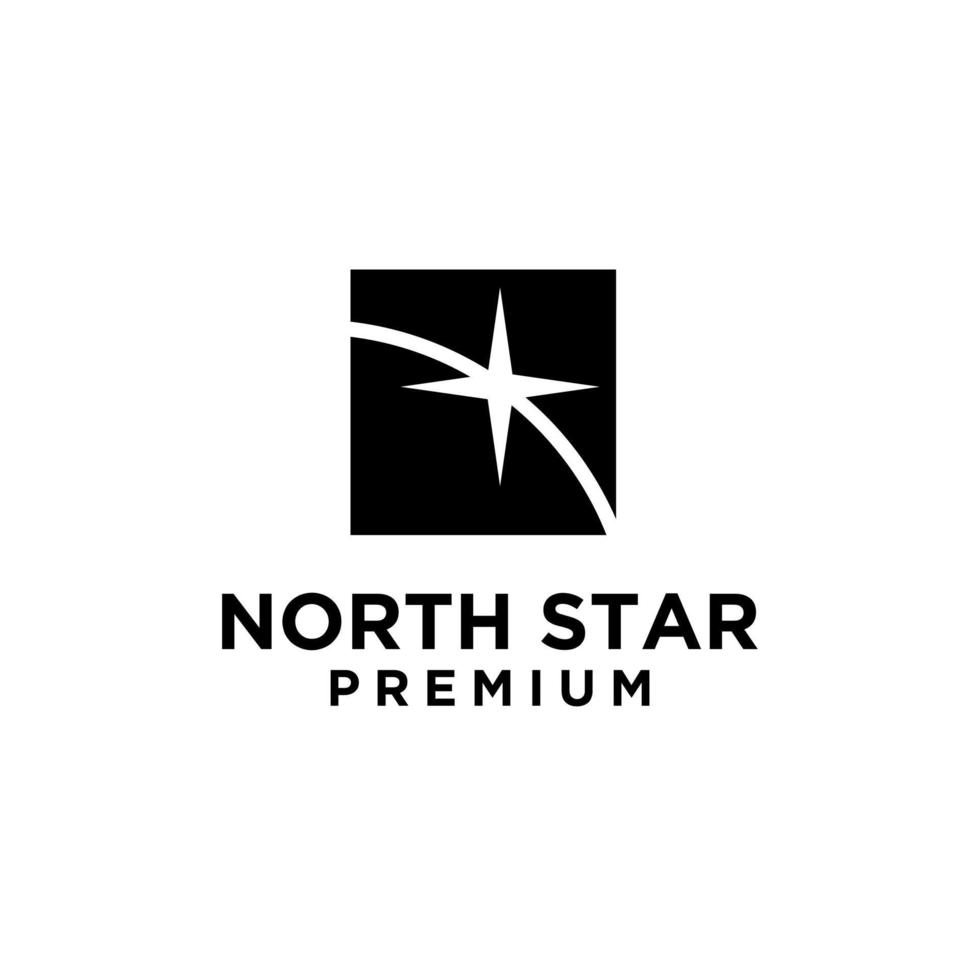 North star logo with negative space design vector