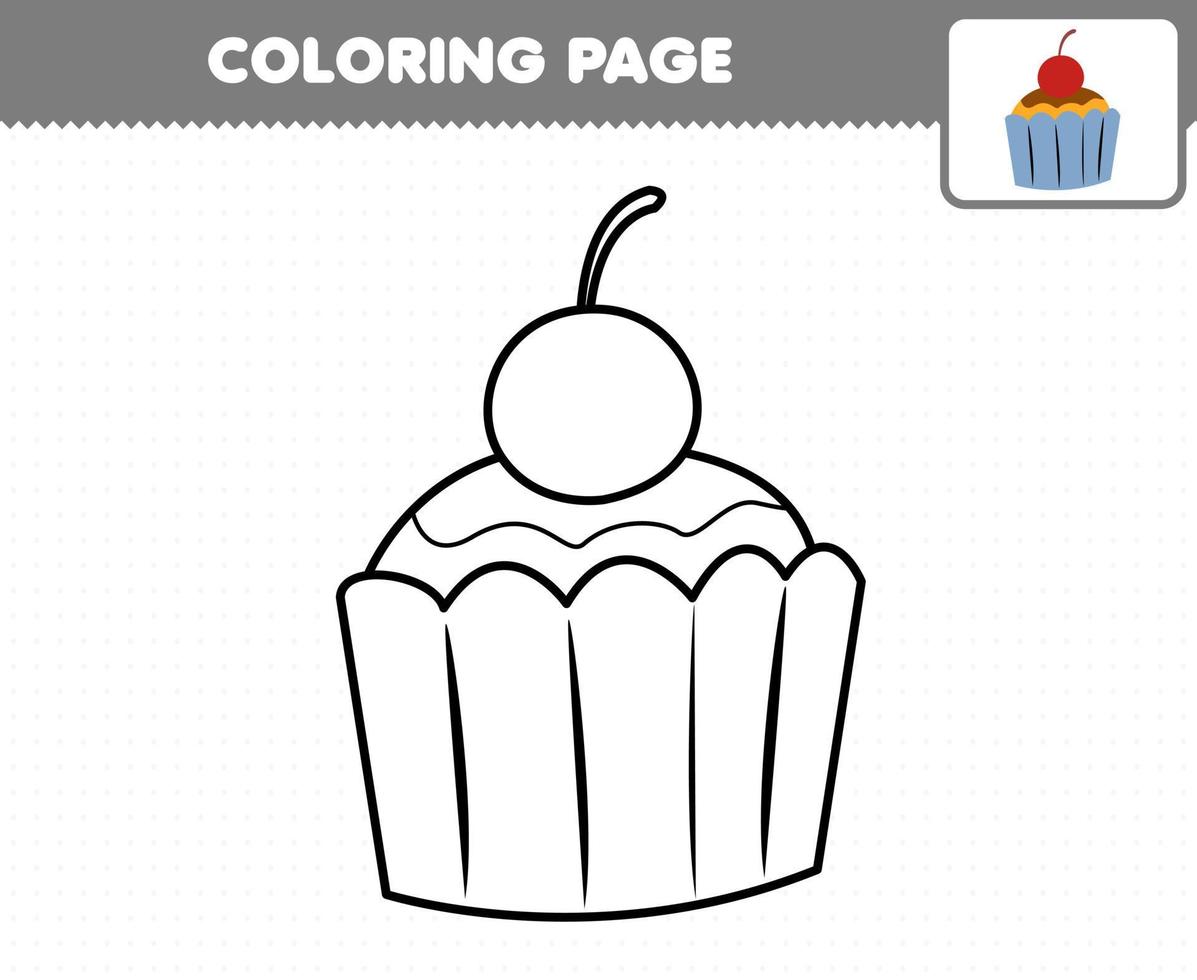 Education game for children coloring page cartoon food cupcake vector