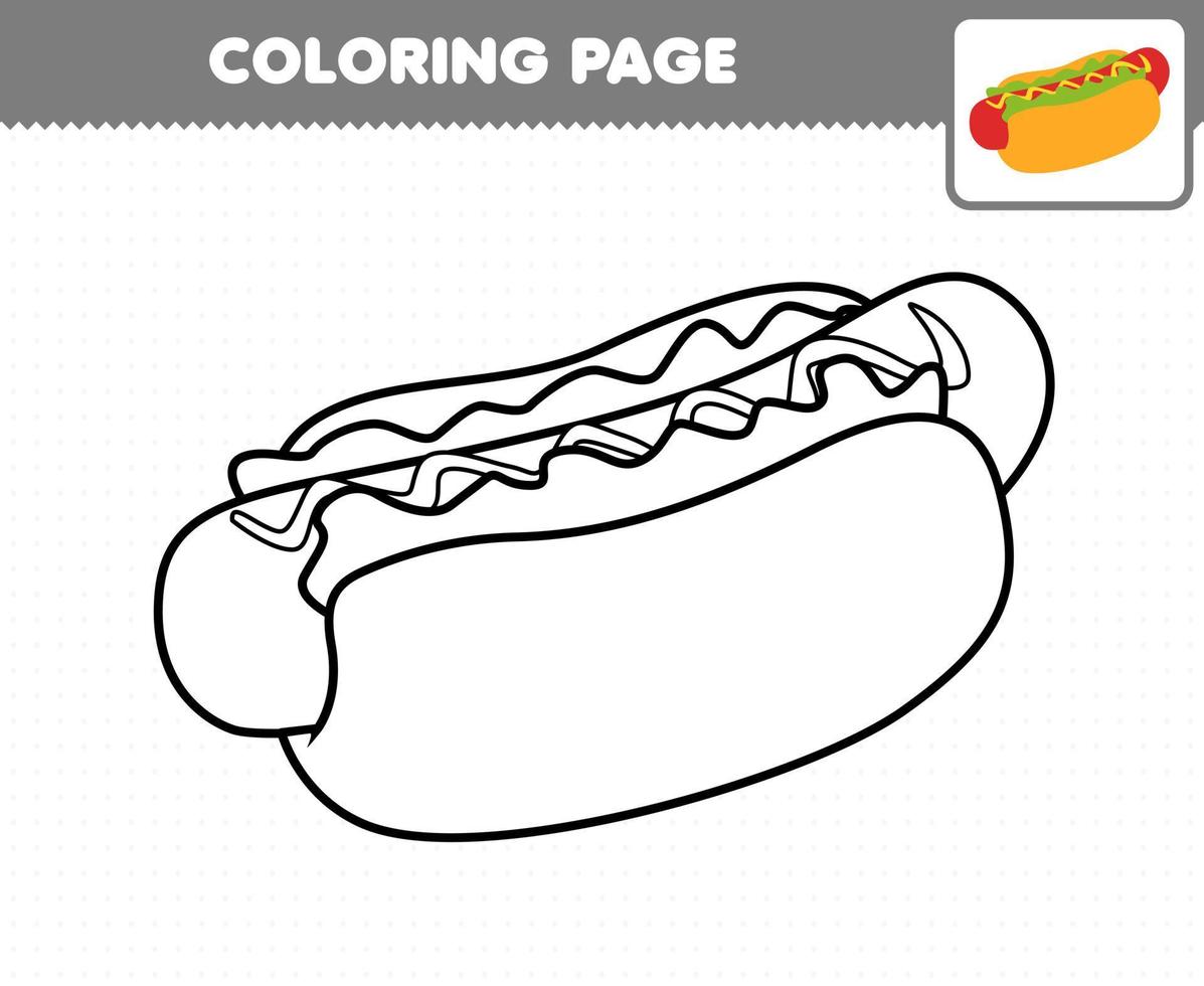 Education game for children coloring page cartoon food hotdog 9516324