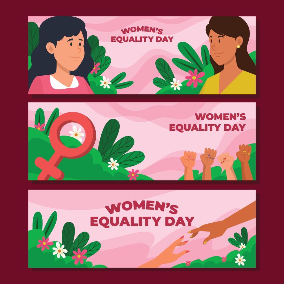 conjunto de banners del día de la igualdad de las mujeres vector