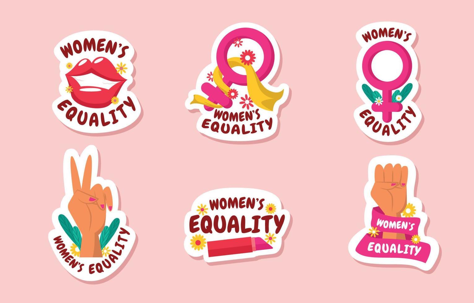 Women Equality Day Sticker Set vector