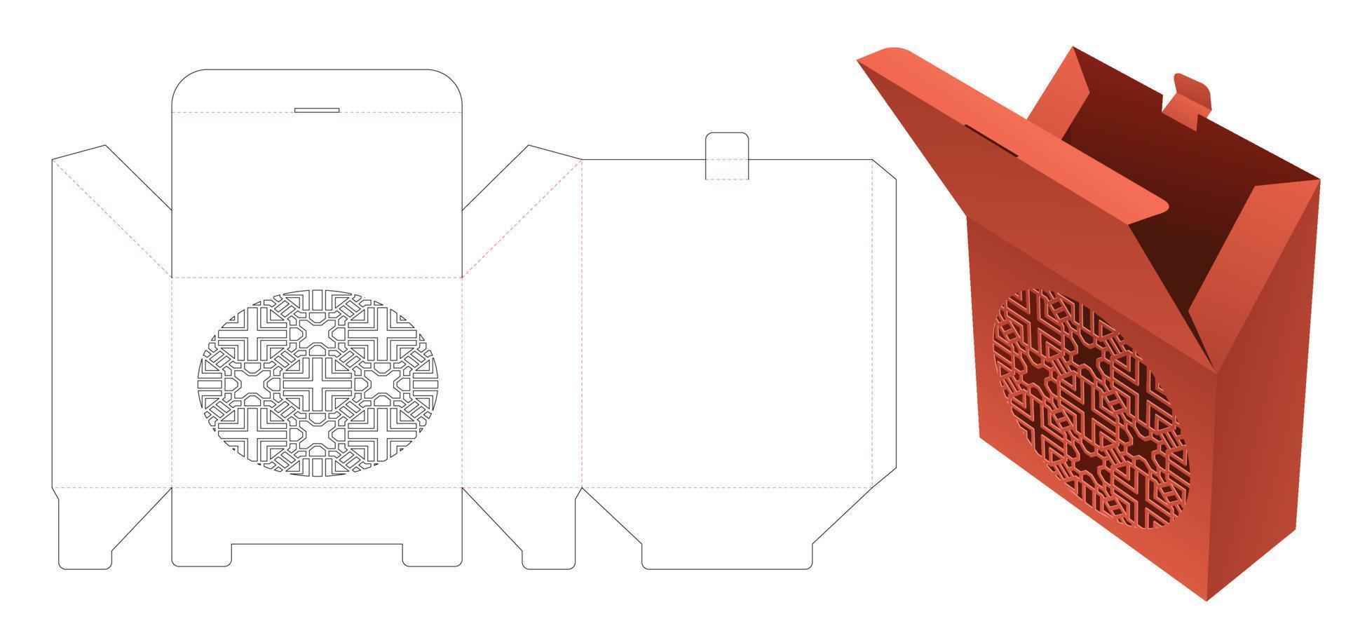 caja inclinada superior con plantilla troquelada de patrón estarcido y maqueta 3d vector