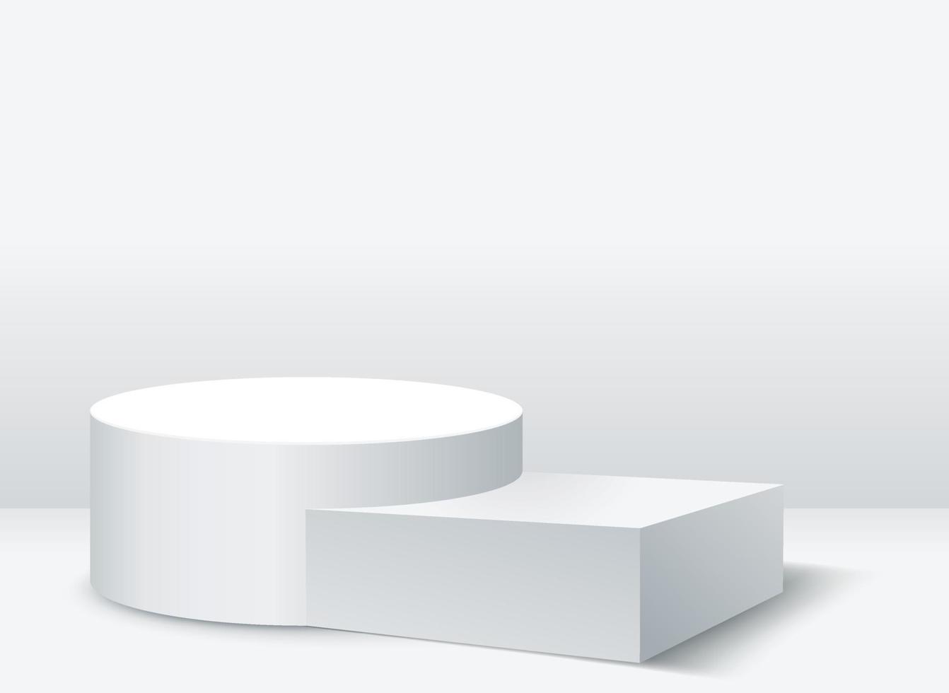 Mockup cylindrical podium and rectangular podium for product presentation on white color background vector