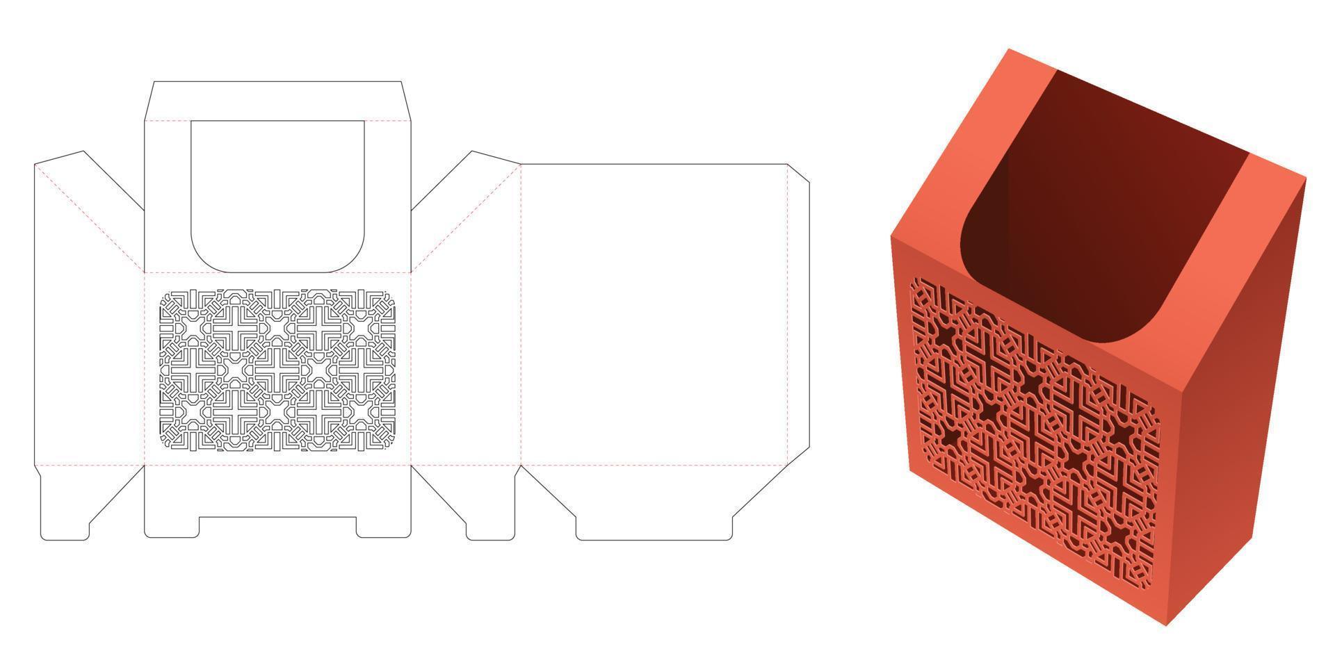 buzón de cartón con patrón troquelado plantilla troquelada y maqueta 3d vector