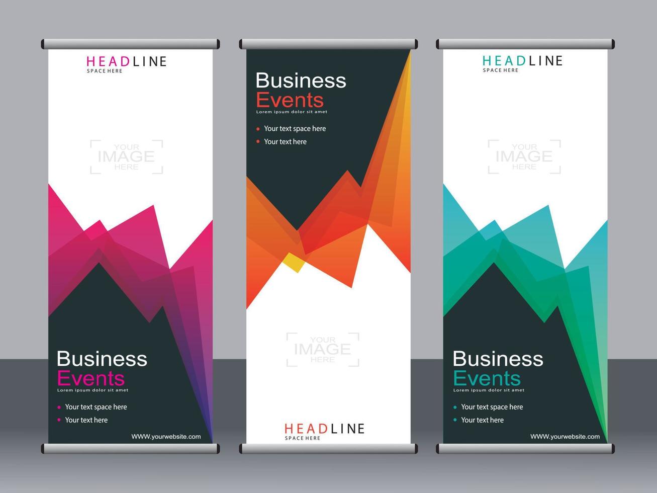 Business banner roll up set standee banner template. vector