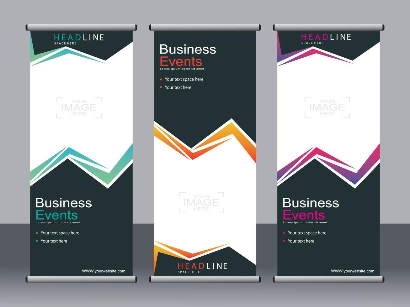 Business banner roll up set standee banner template. vector