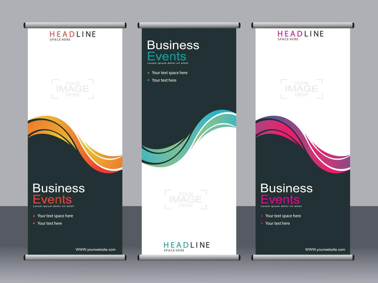 Business banner roll up set standee banner template. vector