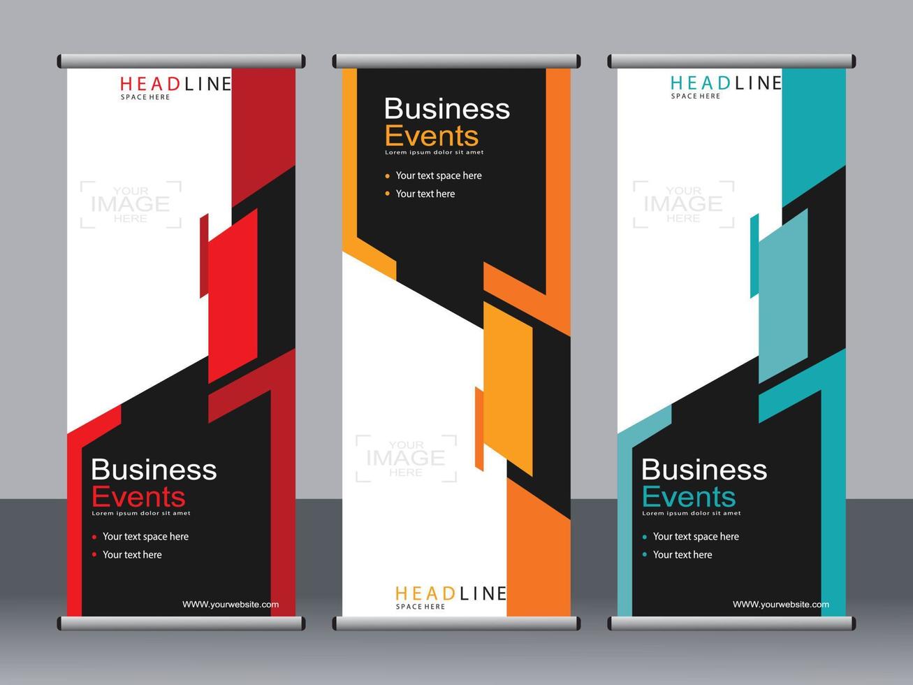 Business banner roll up set standee banner template. vector