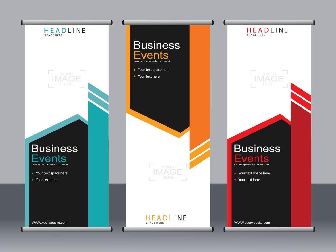 Business banner roll up set standee banner template. vector