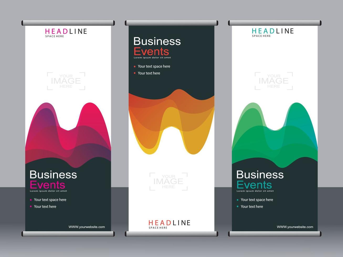 Business banner roll up set standee banner template. vector