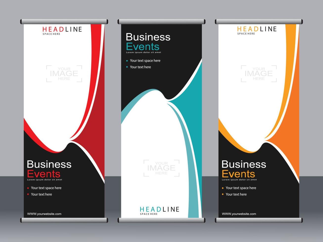 Business banner roll up set standee banner template. vector