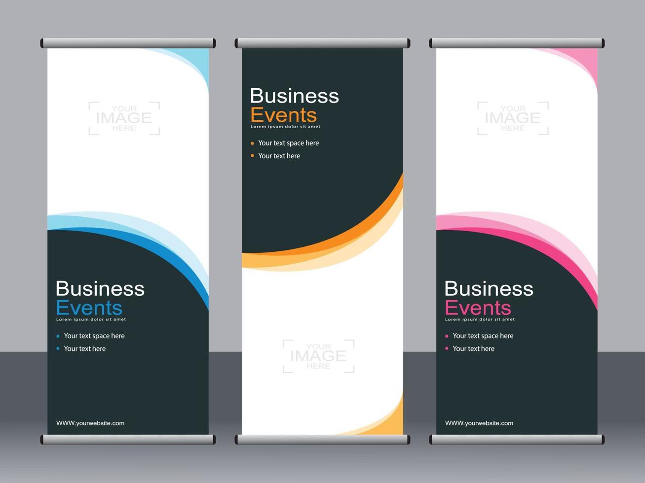 Business banner roll up set standee banner template. vector
