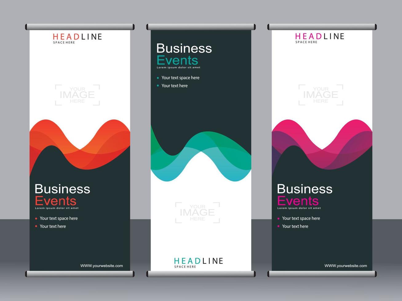 Business banner roll up set standee banner template. vector