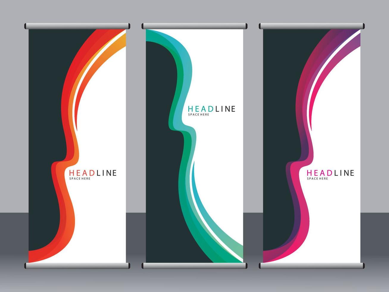 Business banner roll up set standee banner template. vector