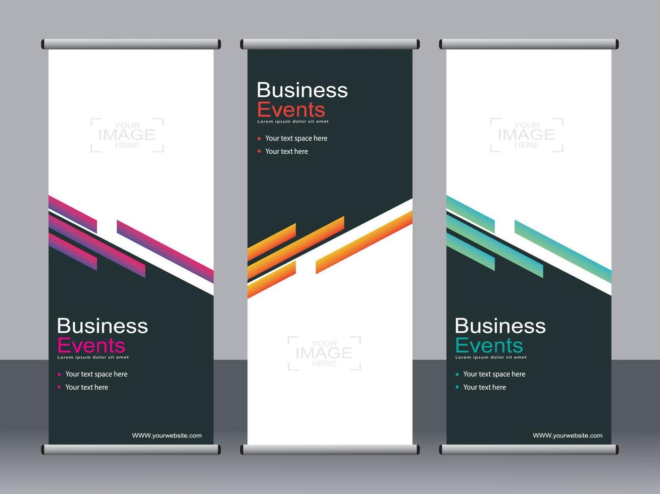 Business banner roll up set standee banner template. vector