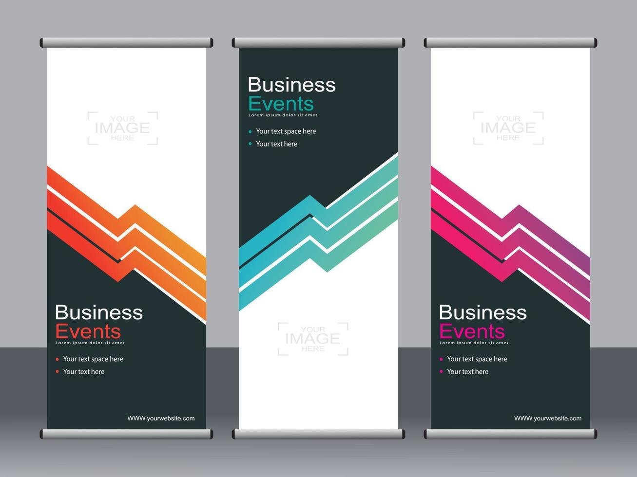 Business banner roll up set standee banner template. vector