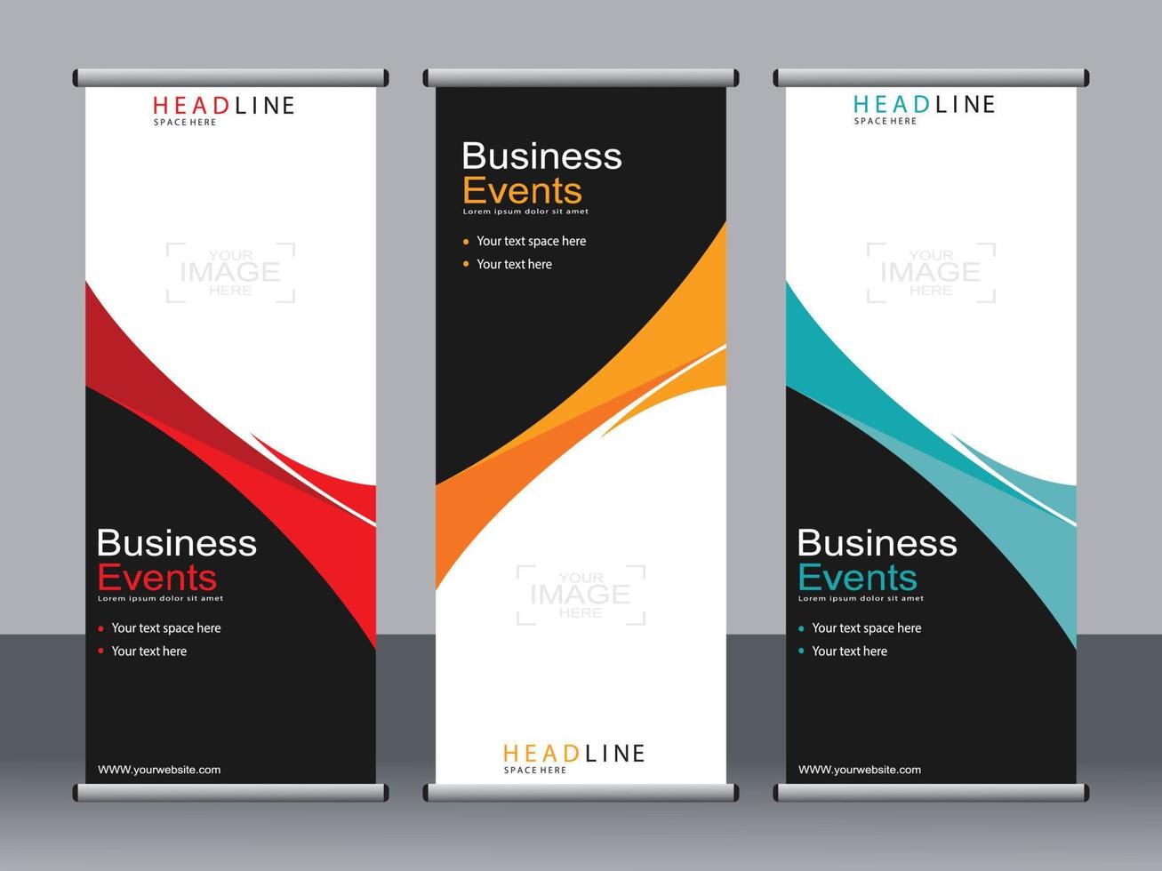 Business banner roll up set standee banner template. vector