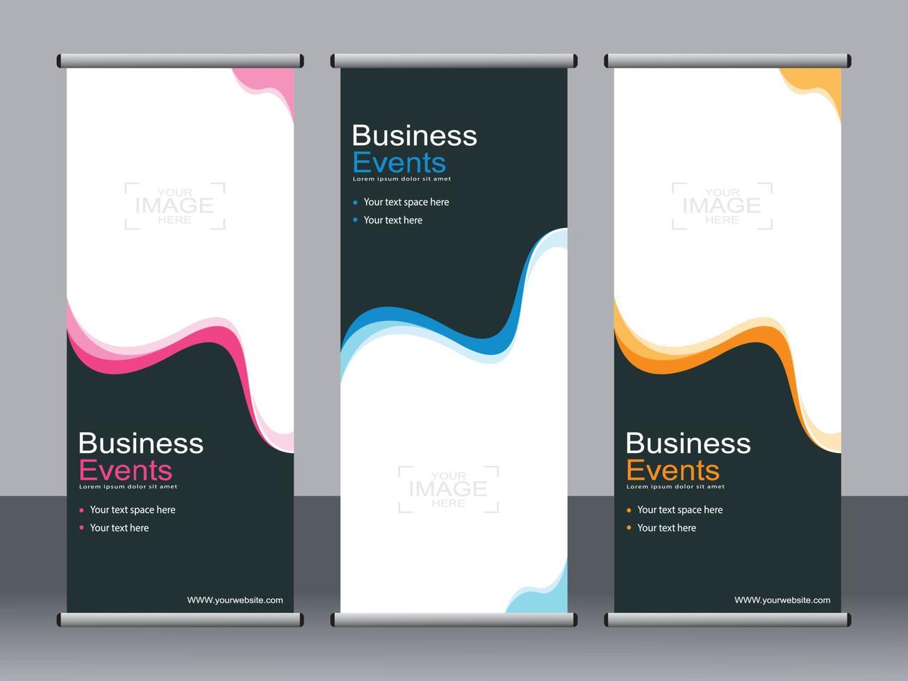 Business banner roll up set standee banner template. vector