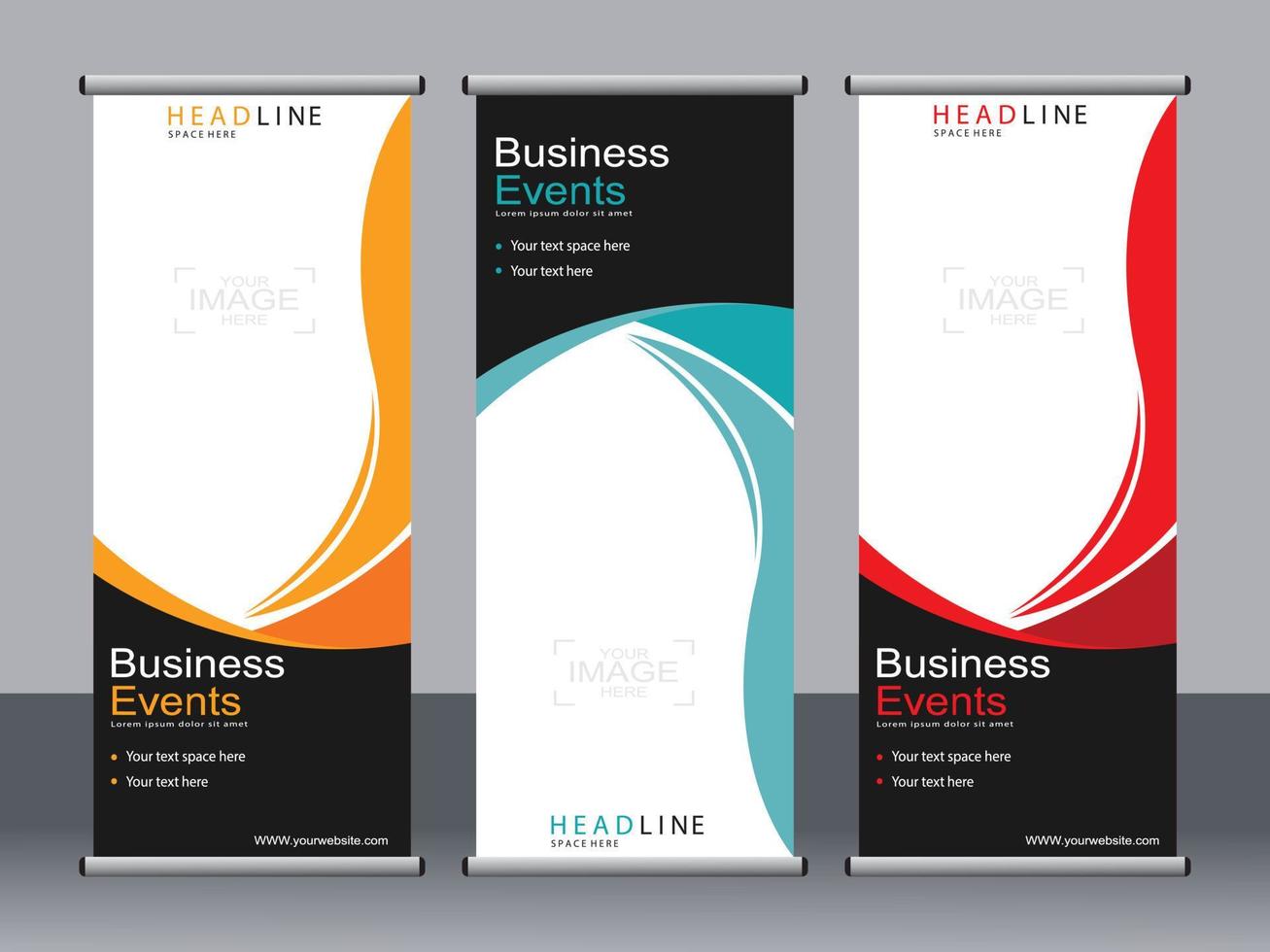 Business banner roll up set standee banner template. vector