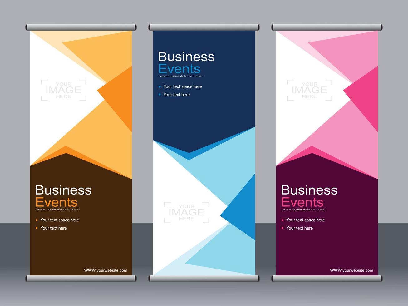 Business banner roll up set standee banner template. vector