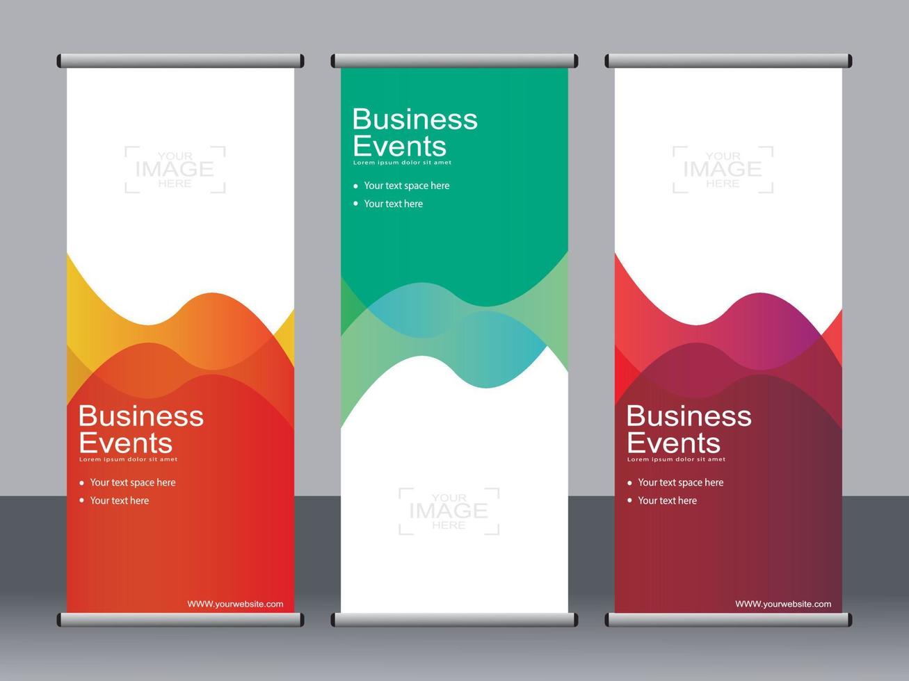 Business banner roll up set standee banner template. vector
