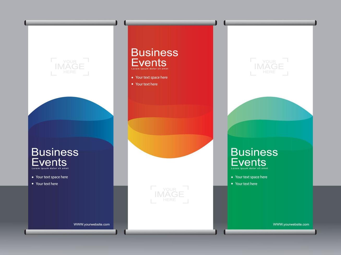 Business banner roll up set standee banner template. vector