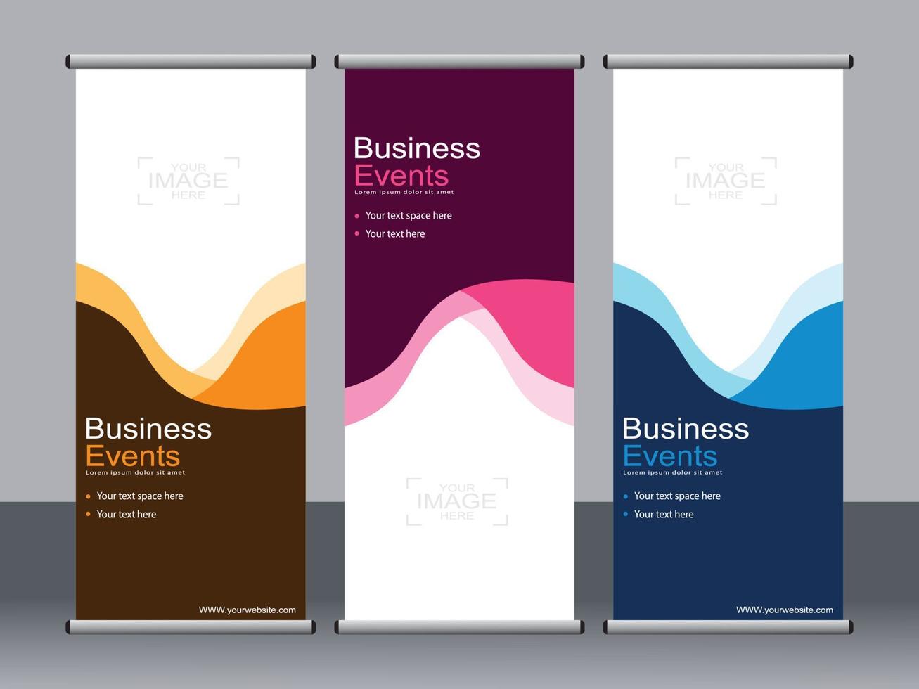 Business banner roll up set standee banner template. vector