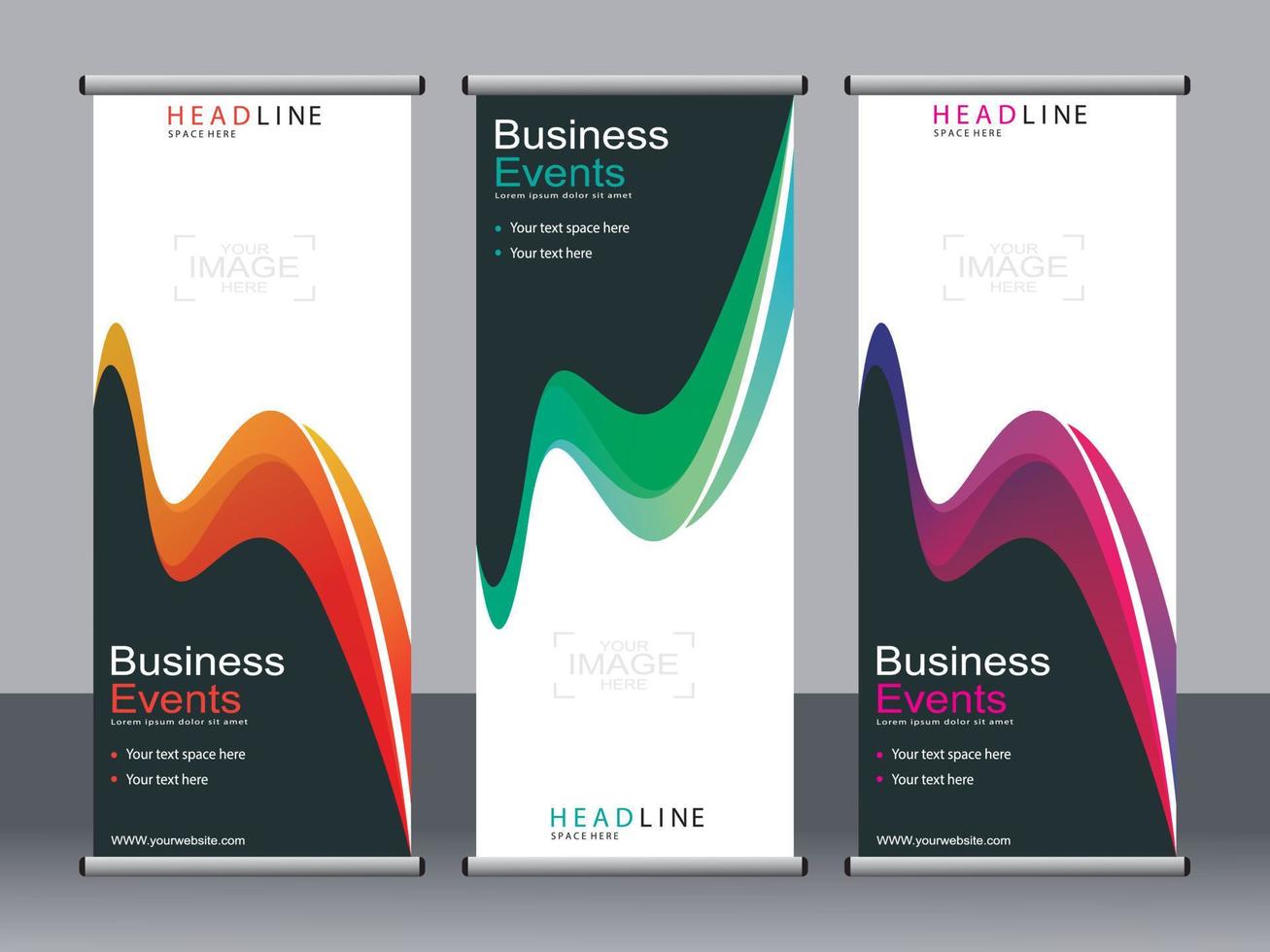 Business banner roll up set standee banner template. vector