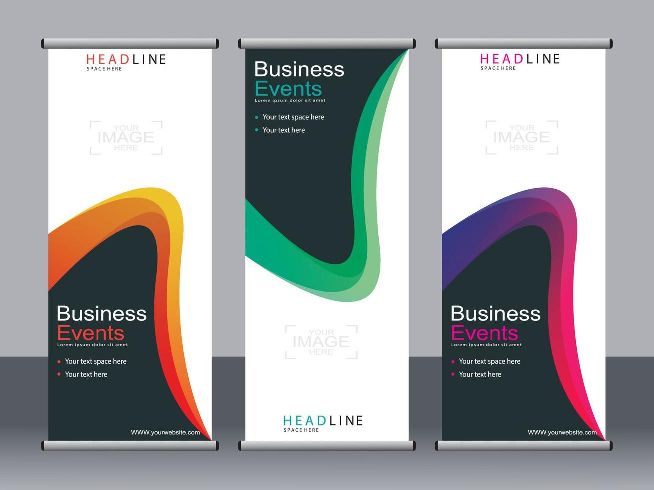 Business banner roll up set standee banner template. vector