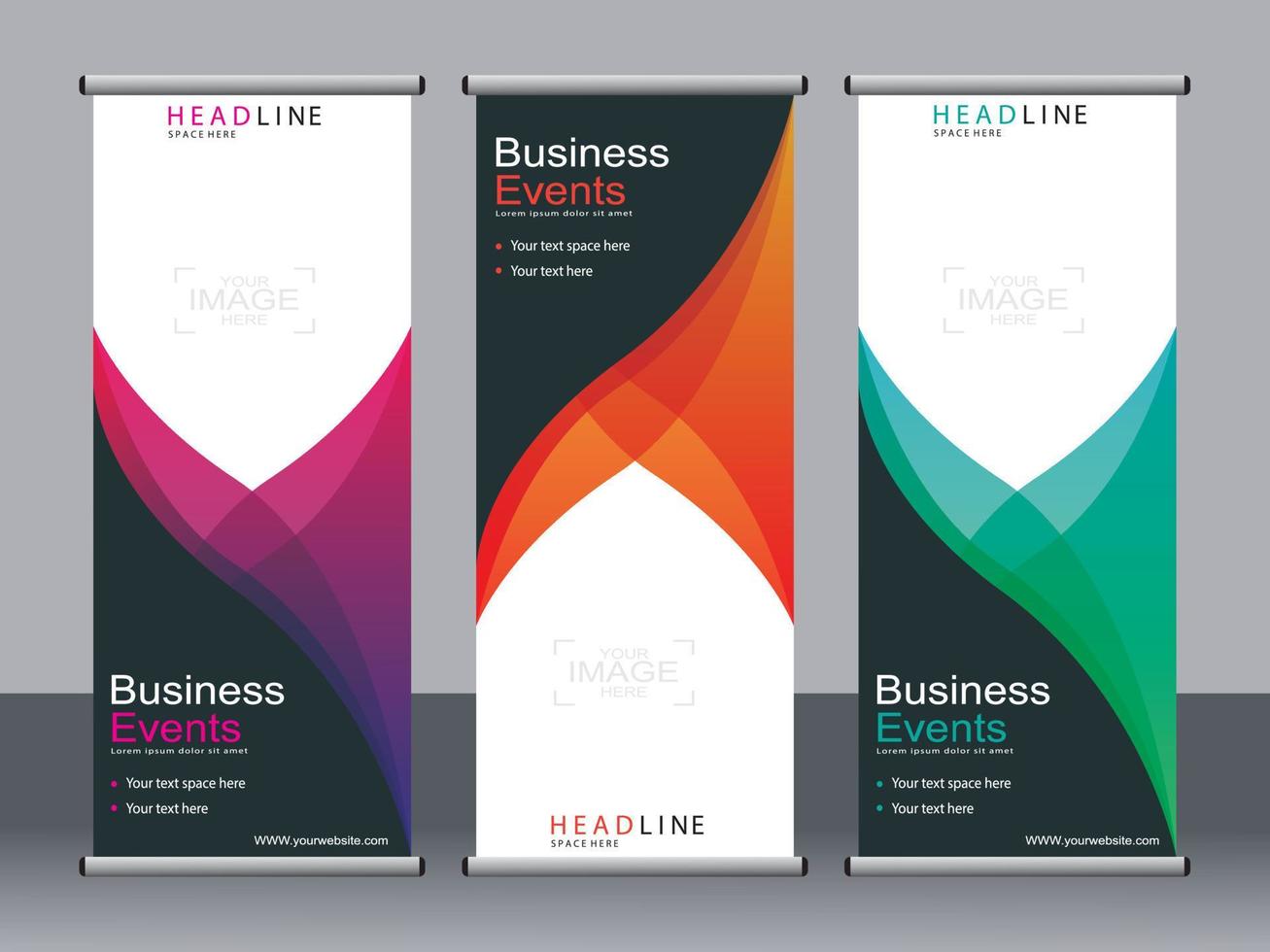 Business banner roll up set standee banner template. vector