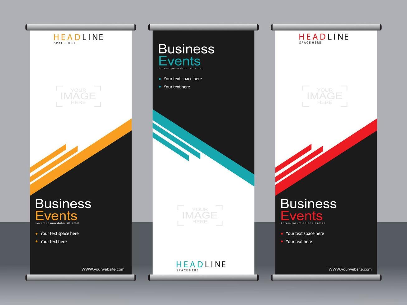 Business banner roll up set standee banner template. vector