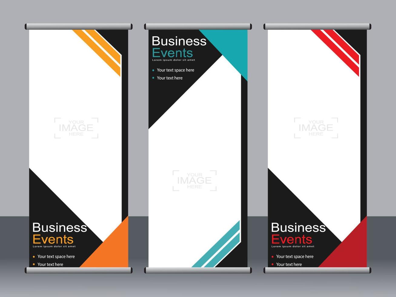 Business banner roll up set standee banner template. vector