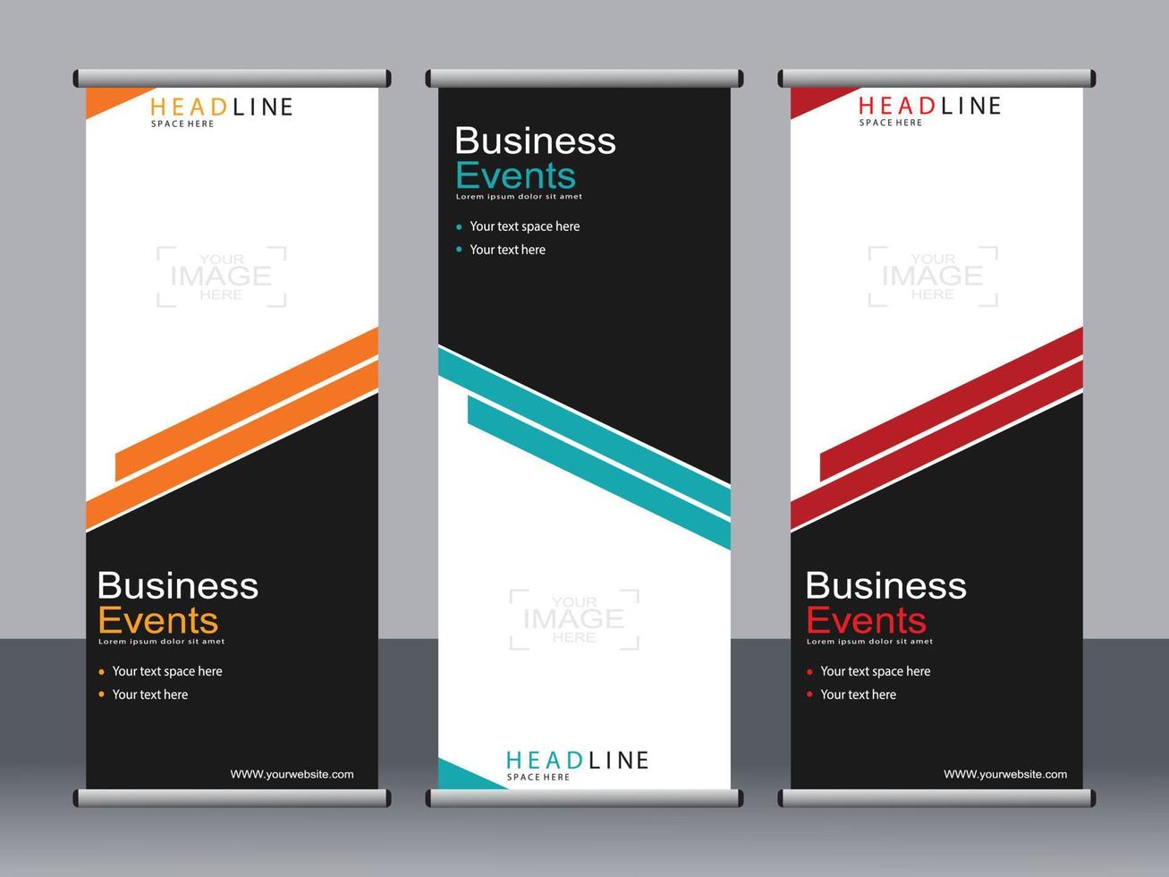 Business banner roll up set standee banner template. vector