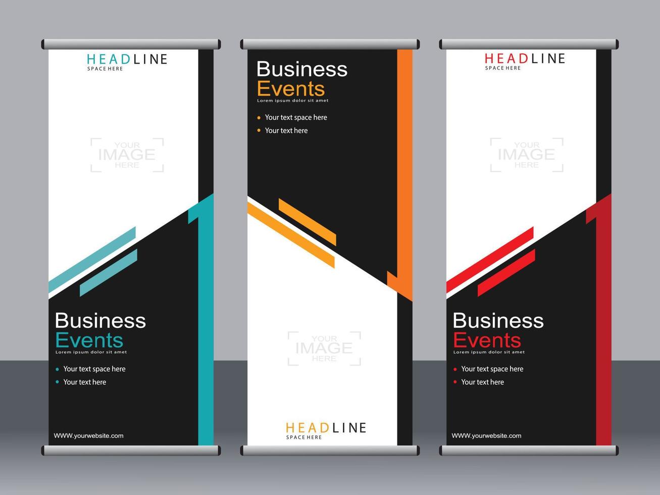 Business banner roll up set standee banner template. vector