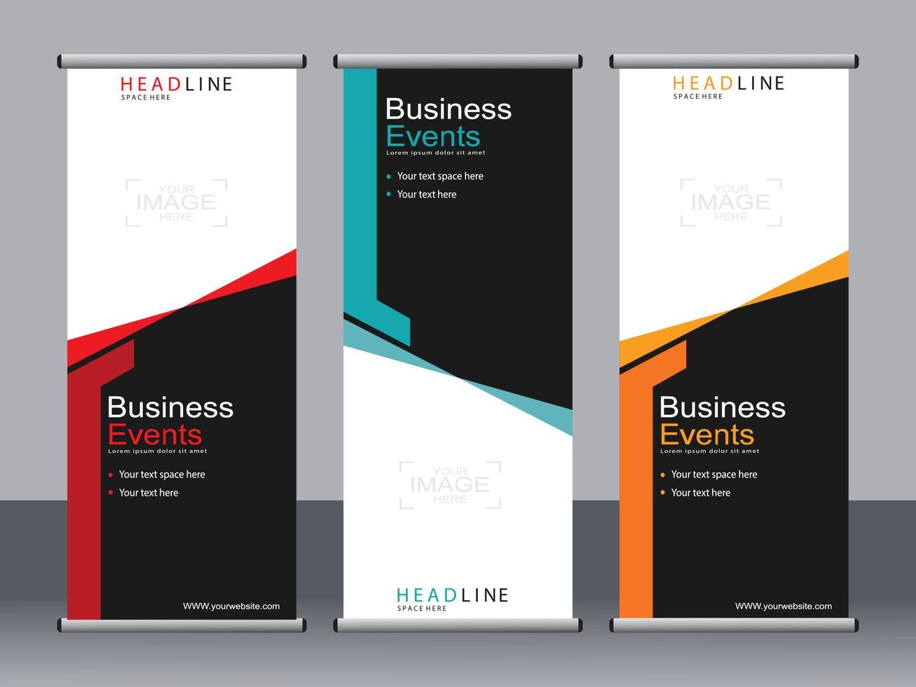 Business banner roll up set standee banner template. vector