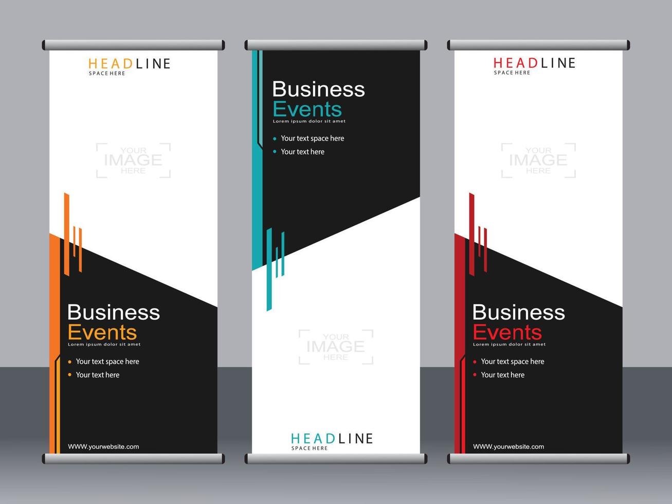 Business banner roll up set standee banner template. vector