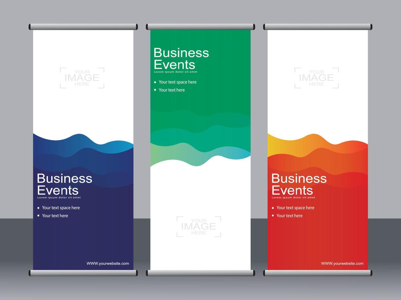 Business banner roll up set standee banner template. vector