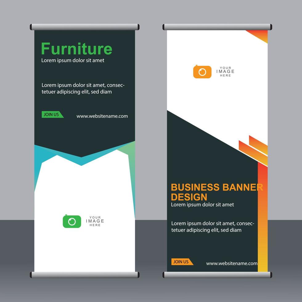 Business banner roll up set standee banner template. vector