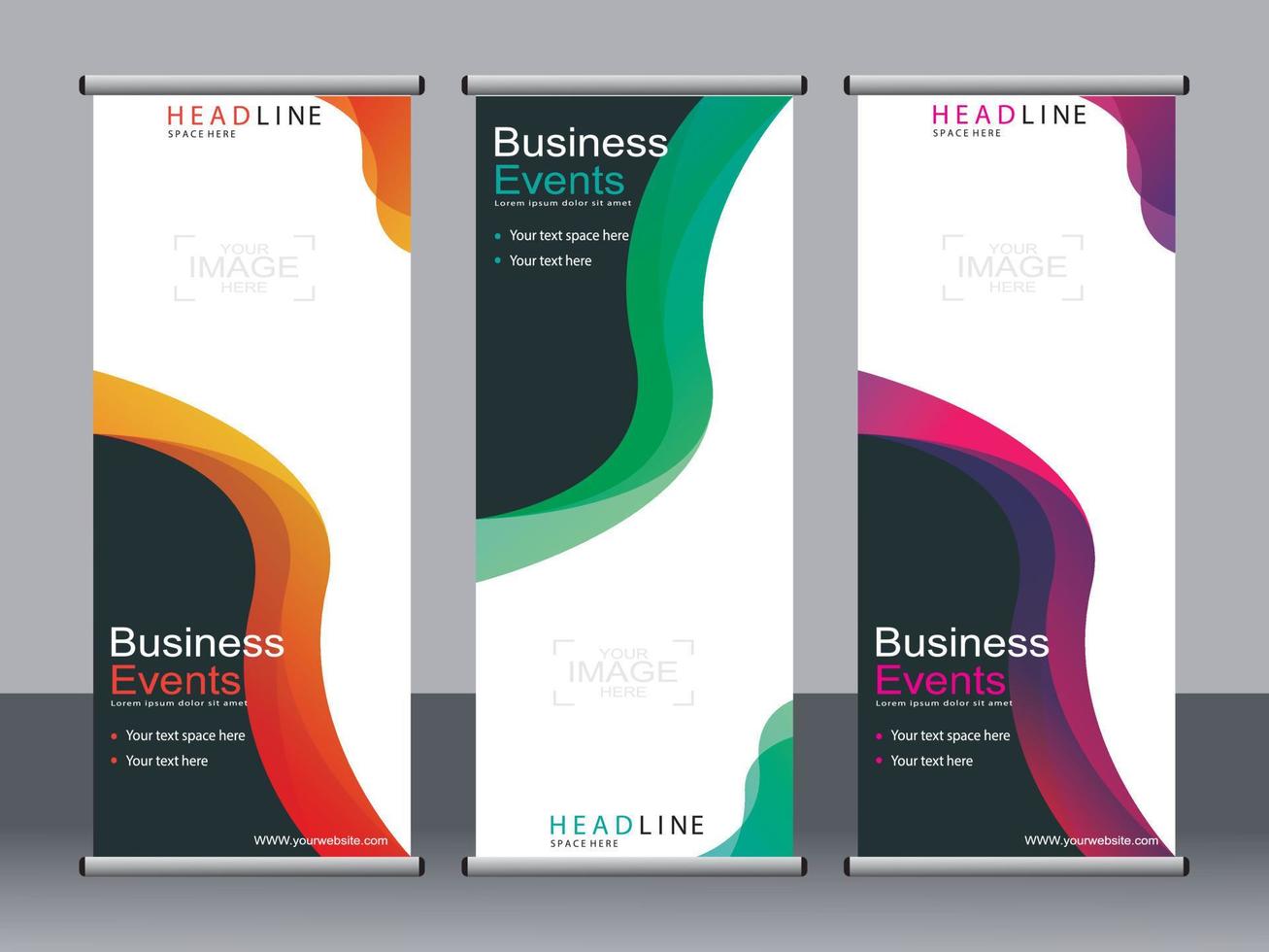 Business banner roll up set standee banner template. vector
